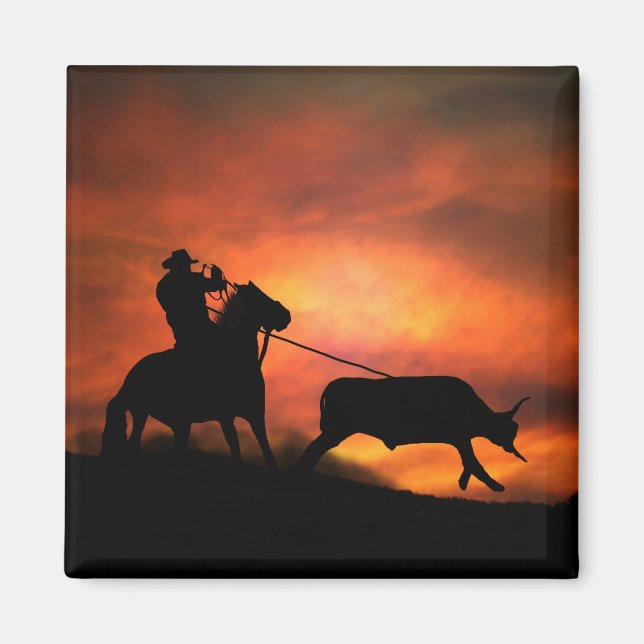 Roping Cowboy Rodeo Magnet (Vorne)