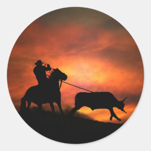 Roping Cowboy Stickers
