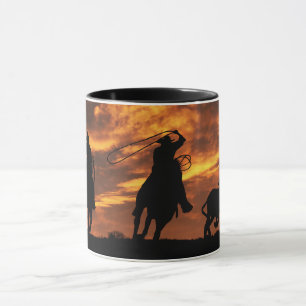 Roping Cowboys bei Sunset Steer Tasse