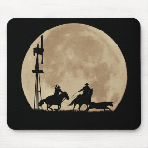 Roping Cowboys im Mondlicht Mousepad