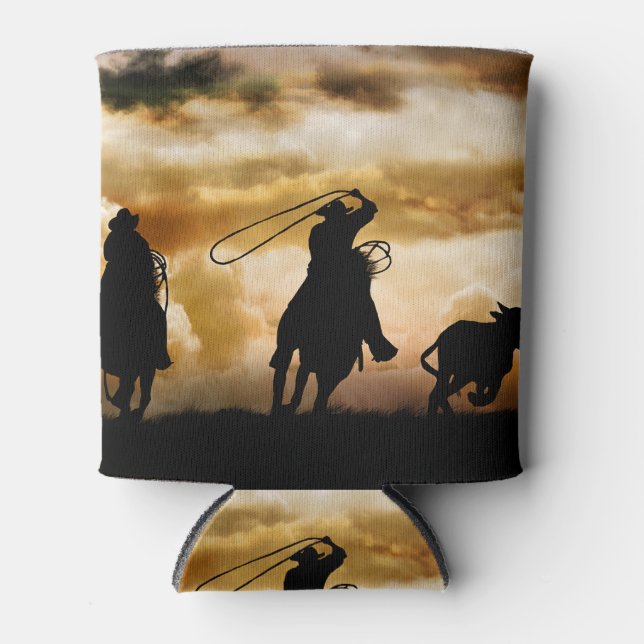 Roping Cowboys und Steer Country Western Dosenkühler (Vorderseite)