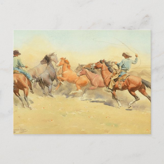 Roping Horses, 1945 von Maynard Dixon Postkarte (Vorderseite)