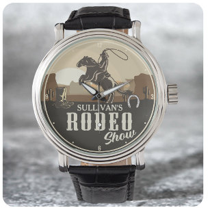 Roping Roundup Cowboy Rodeo Personalisiert anzeige Armbanduhr