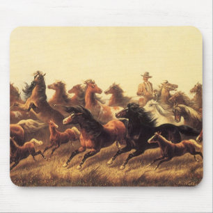 Roping Wild Horses von James Walker Mousepad