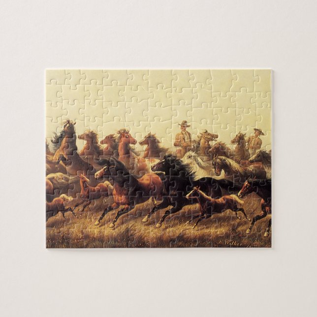 Roping Wild Horses von James Walker Puzzle (Horizontal)