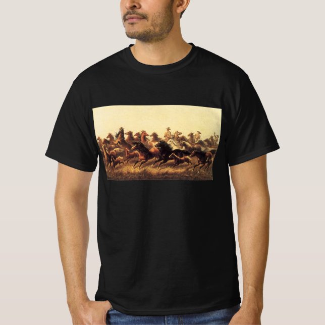 Roping Wild Horses von James Walker T-Shirt (Vorderseite)