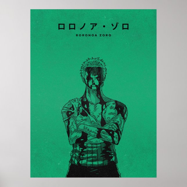 Roronoa Zoro grüner Manga-Stil Poster (Vorne)