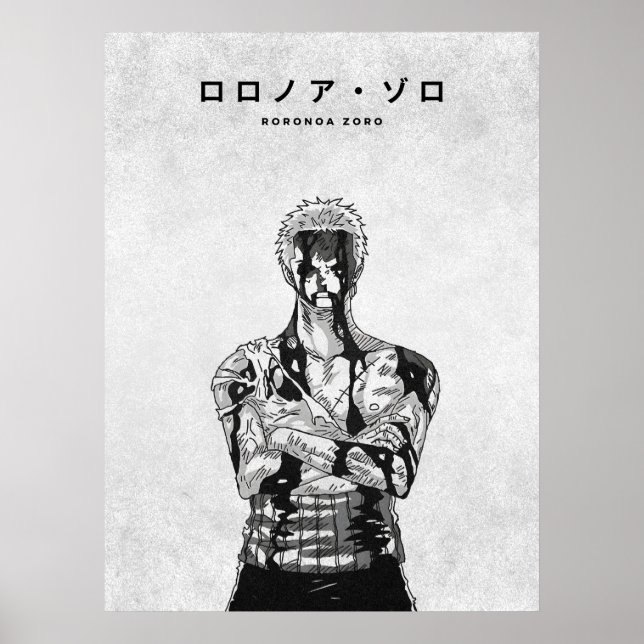 Roronoa Zoro One Piece Minimalist Manga Poster (Vorne)