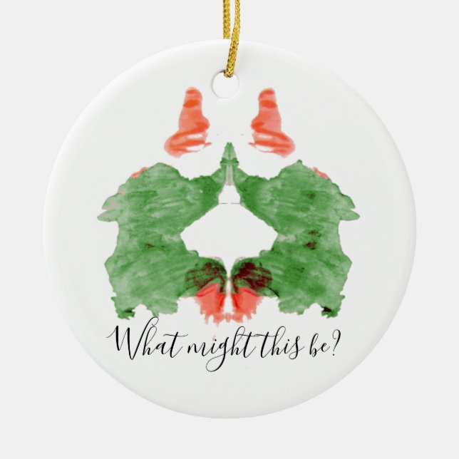 Rorschach Inkblot Santa's Elves Keramik Ornament (Vorne)