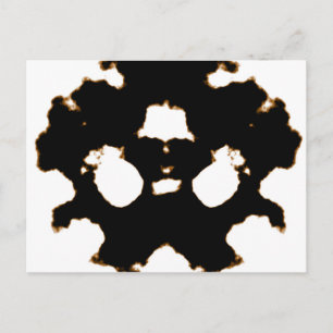 Rorschach-Test einer Tintenlot-Karte in Schwarz un Postkarte