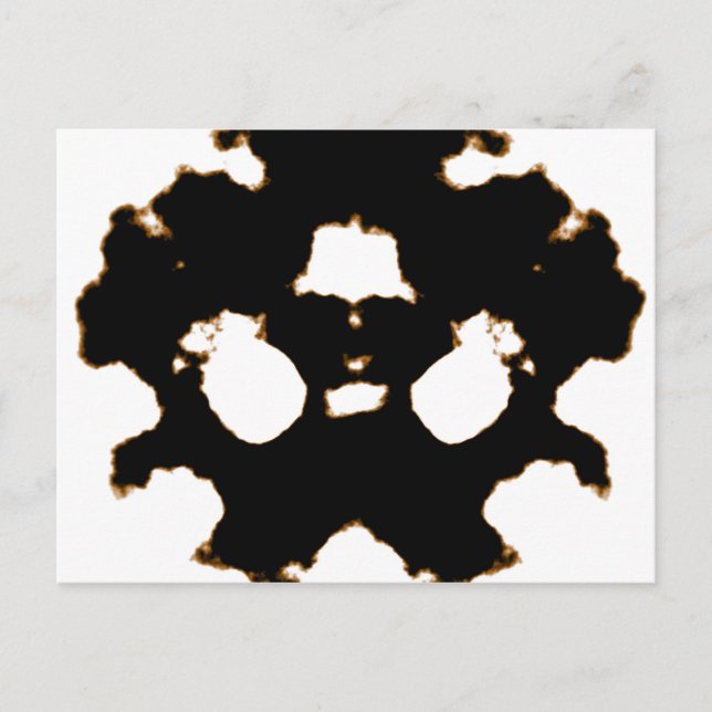 Rorschach-Test einer Tintenlot-Karte in Schwarz un Postkarte (Vorderseite)