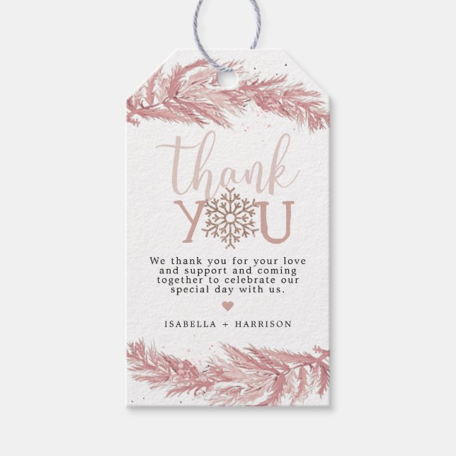 RORY Blush Winter Pine Snow Flake Weihnachtsgesche Geschenkanhänger (Vorderseite)