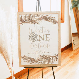 RORY Boho Beige Winter Wonderland Erster Geburtsta Poster