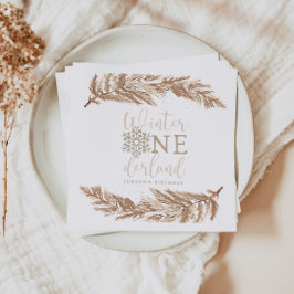 RORY Boho Beige Winter Wonderland Erster Geburtsta Serviette