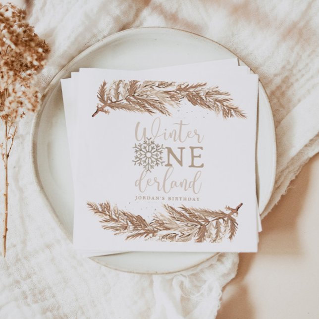 RORY Boho Beige Winter Wonderland Erster Geburtsta Serviette (Von Creator hochgeladen)