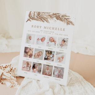 RORY Boho Beige Winter Wonderland Foto Milestone Sockelschild