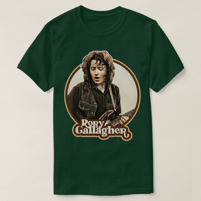 Rory Gallagher 70er Retro Sepia Tone T-Shirt (Design vorne)