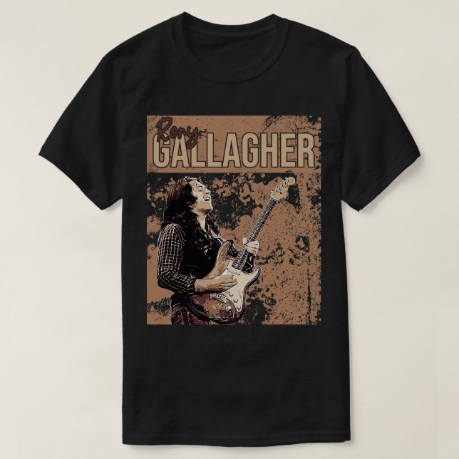 Rory Gallagher Brown Vintage Poster T-Shirt (Design vorne)