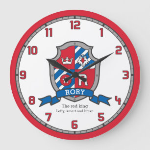 Rory Jungs Name bedeutet heraldry Ritter Schild Große Wanduhr