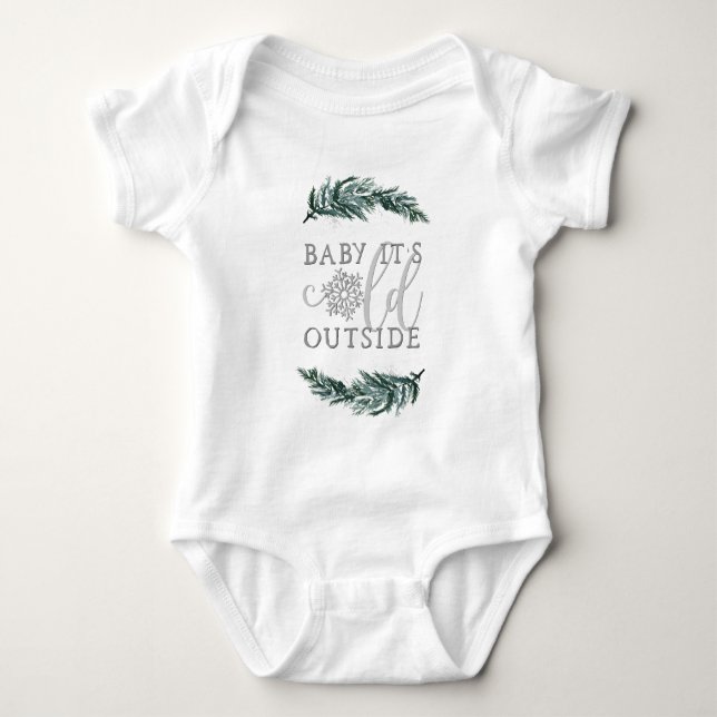 RORY Pine Snowflake Baby Es ist kalt draußen Strampler (Vorderseite)