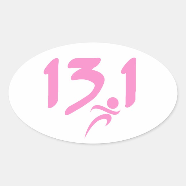 Rosa 13,1 Halbmarathon Ovaler Aufkleber (Vorderseite)