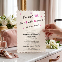 Rosa "18 mit 12 Jahren Erfahrung" 30. Geburtstag