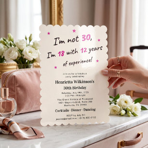 Rosa "18 mit 12 Jahren Erfahrung" 30. Geburtstag Einladung