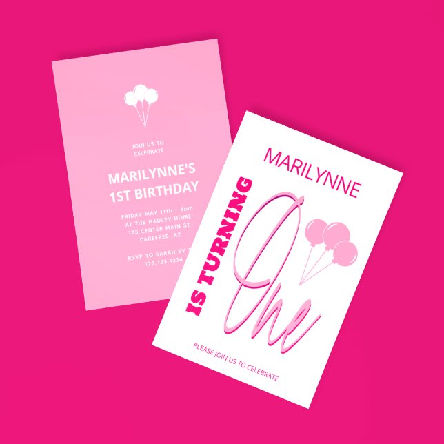 Rosa 1. Geburtstag Einladung (Von Creator hochgeladen)