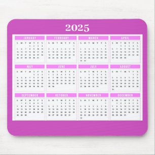 Rosa 2025 Monatlicher Mädchenkalender Mousepad