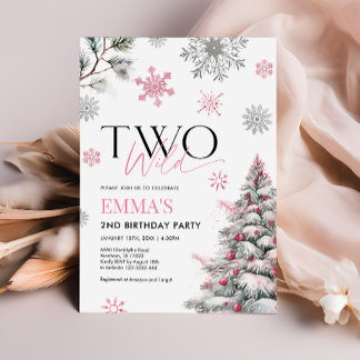 Rosa 2. Geburtstagseinladung, 2 Wilde Geburtstage Einladung