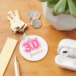 Rosa 30. Geburtstag Golfer-Geschenk - 30 Jahre Ele Schlüsselanhänger