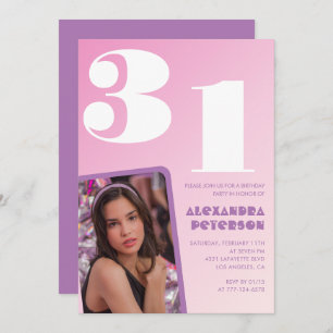 Rosa 31. Geburtstagseinladungen Retro Foto Einladung