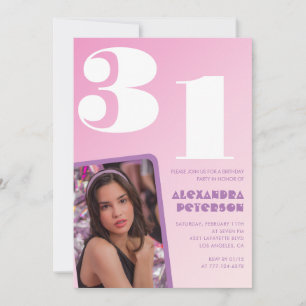 Rosa 31. Geburtstagseinladungen Retro-Foto Einladung