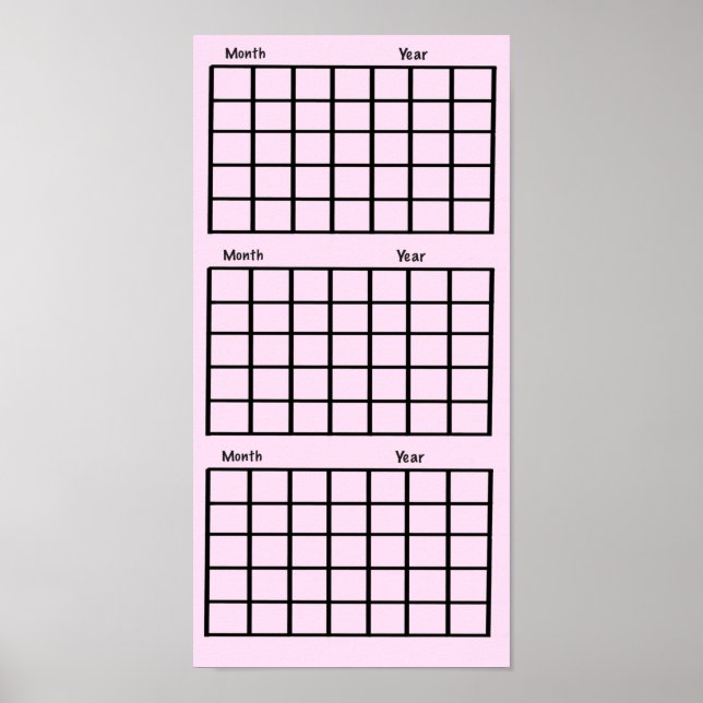 Rosa 3 Monate Kalender Poster (Vorne)