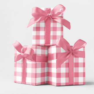 Rosa 3 Zoll Gingham Karo Geschenkpapier