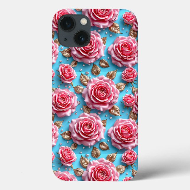 Rosa 3D-Rose Case-Mate iPhone Hülle (Rückseite)