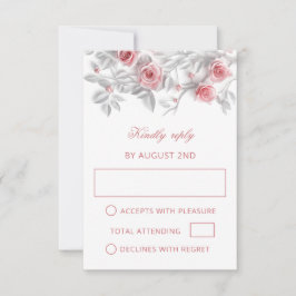 Rosa 3D-Rosen Hochzeit RSVP Karte