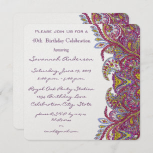 Rosa 40. Geburtstagsfeier Party Einladungen