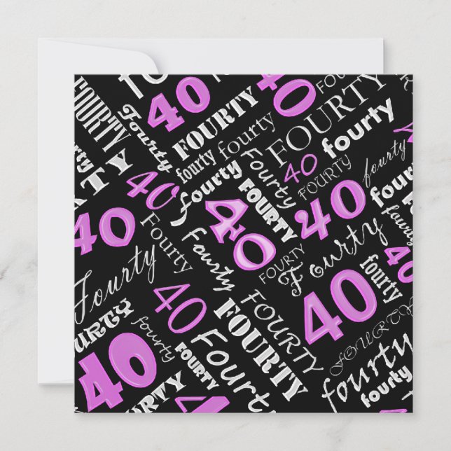 Rosa 40. Geburtstagszeit Party Einladung (Vorderseite)