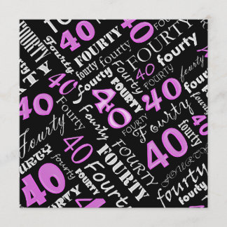 Rosa 40. Geburtstagszeit Party Einladung