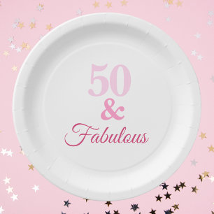 Rosa 50. und fantastischer Geburtstag Pappteller