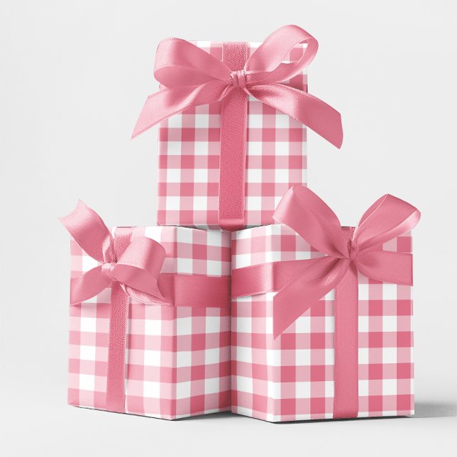 Rosa 5 cm Gingham Karo Geschenkpapier (Pink Small 2 Inch Gingham Check Wrapping Paper)
