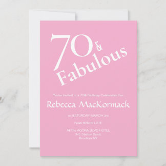 Rosa 70 & Fabelhaft Elegante 70. Geburtstagsfeier Einladung