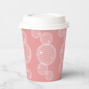 Rosa 70er Retro Disco Balls Brautparty Pappbecher