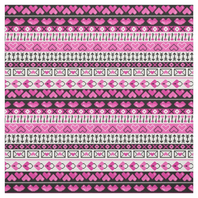 Rosa 8 Bit Liebe Herz Stoff (Muster)