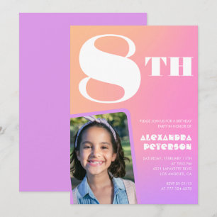 Rosa 8. Geburtstagseinladungen Farbige Fotos Einladung