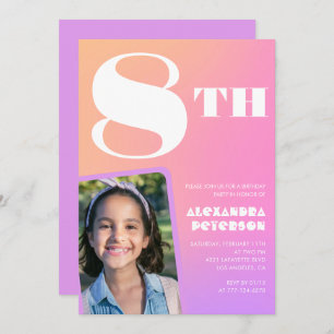 Rosa 8. Geburtstagseinladungen Farbvolles Foto Einladung