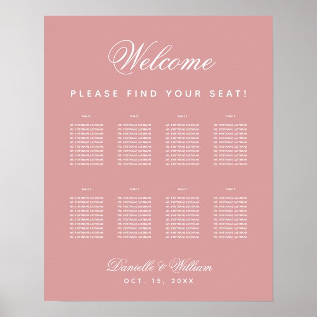 Rosa 8 Tischdecke Hochzeitskarte für die Rose Dust Poster (Vorne)