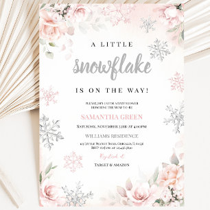 Rosa A Little Snowflake Baby Shower-Einladung Einladung