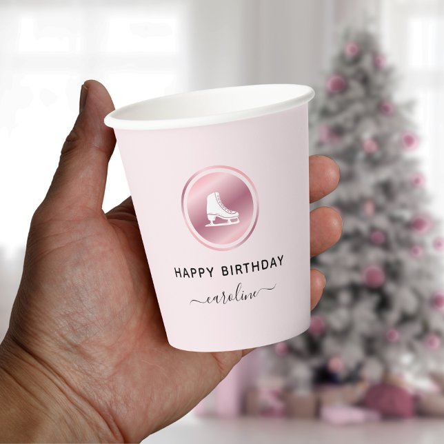 Rosa Abbildung Skaten Birthday Rose Gold Ice Skate Pappbecher (Von Creator hochgeladen)